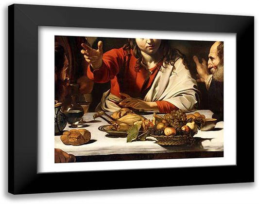 The Supper at Emmaus, Detail 1601 28x22 Black Modern Wood Framed Art Print Poster by Caravaggio