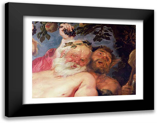 Drunken Silenus Supported by Satyrs 28x22 Black Modern Wood Framed Art Print Poster by Rubens, Peter Paul
