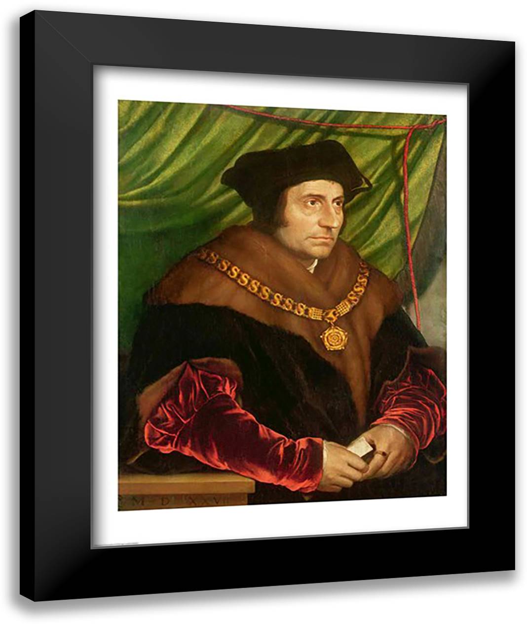 Portrait of Sir Thomas More 22x28 Black Modern Wood Framed Art Print Poster by Holbein, Hans