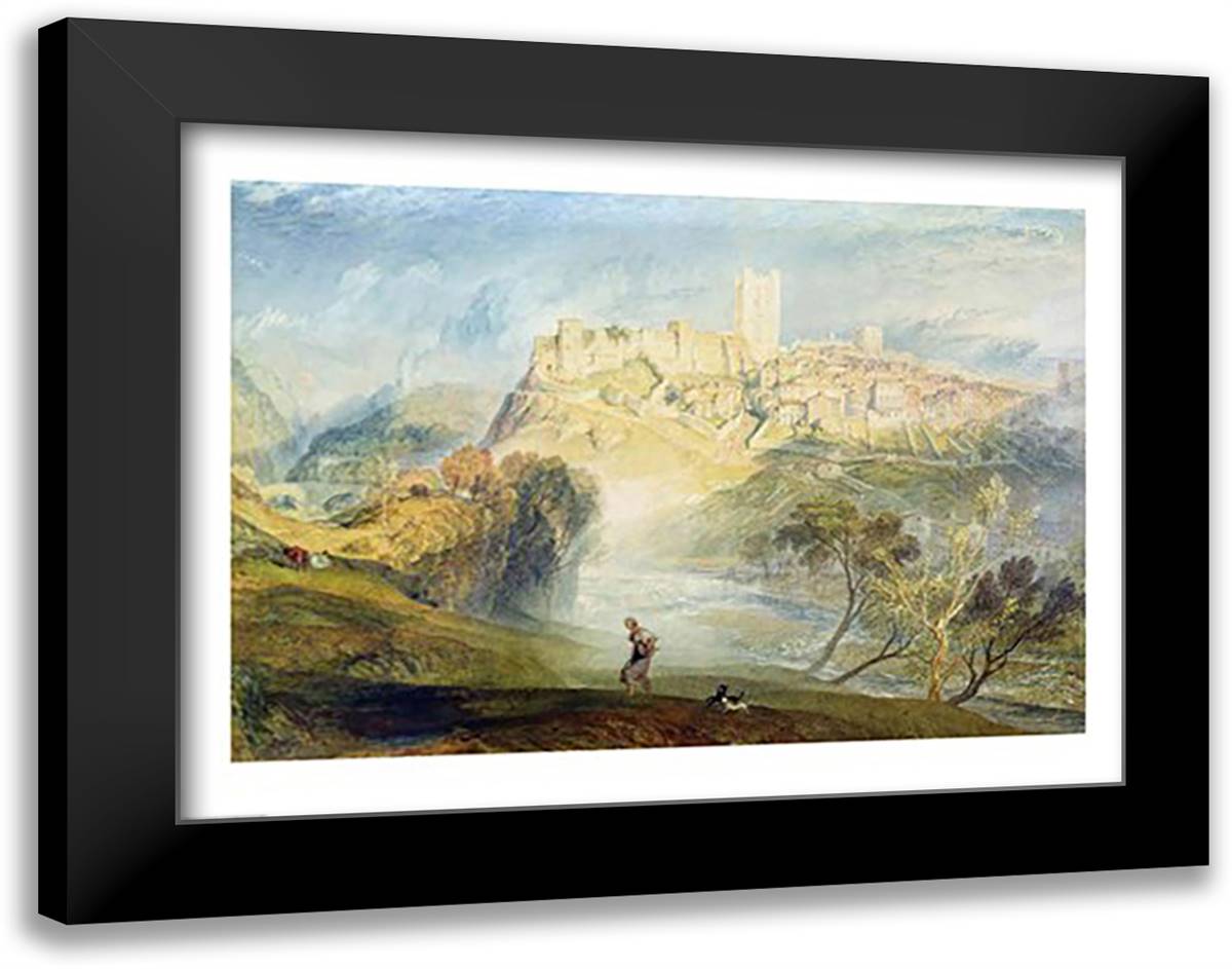 Richmond, Yorkshire 28x22 Black Modern Wood Framed Art Print Poster by Turner, J.M.W.