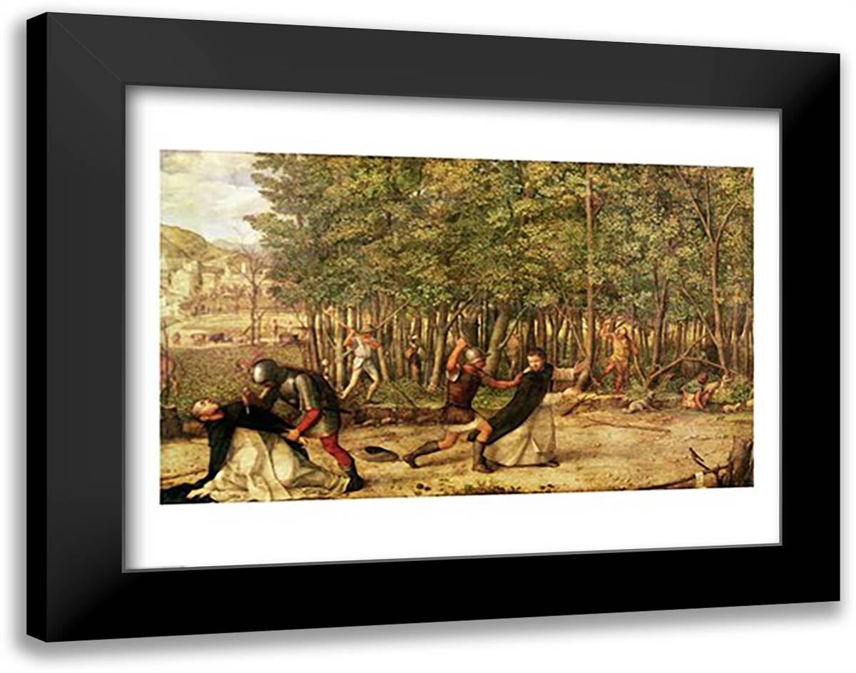 The Assassination of St. Peter Martyr 28x22 Black Modern Wood Framed Art Print Poster by Bellini, Giovanni