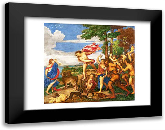 Bacchus and Ariadne 28x22 Black Modern Wood Framed Art Print Poster by Titian