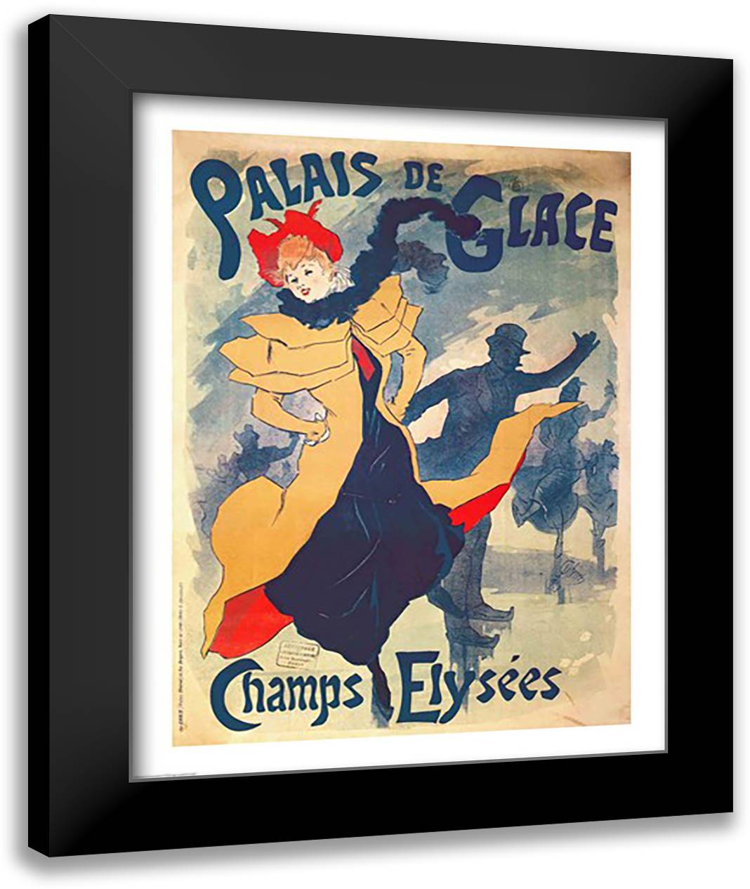 Poster advertising the Palais de Glace on the Champs Elysees 22x28 Black Modern Wood Framed Art Print Poster by Cheret, Jules