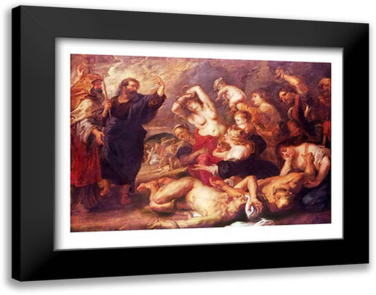 The Brazen Serpent 28x22 Black Modern Wood Framed Art Print Poster by Rubens, Peter Paul