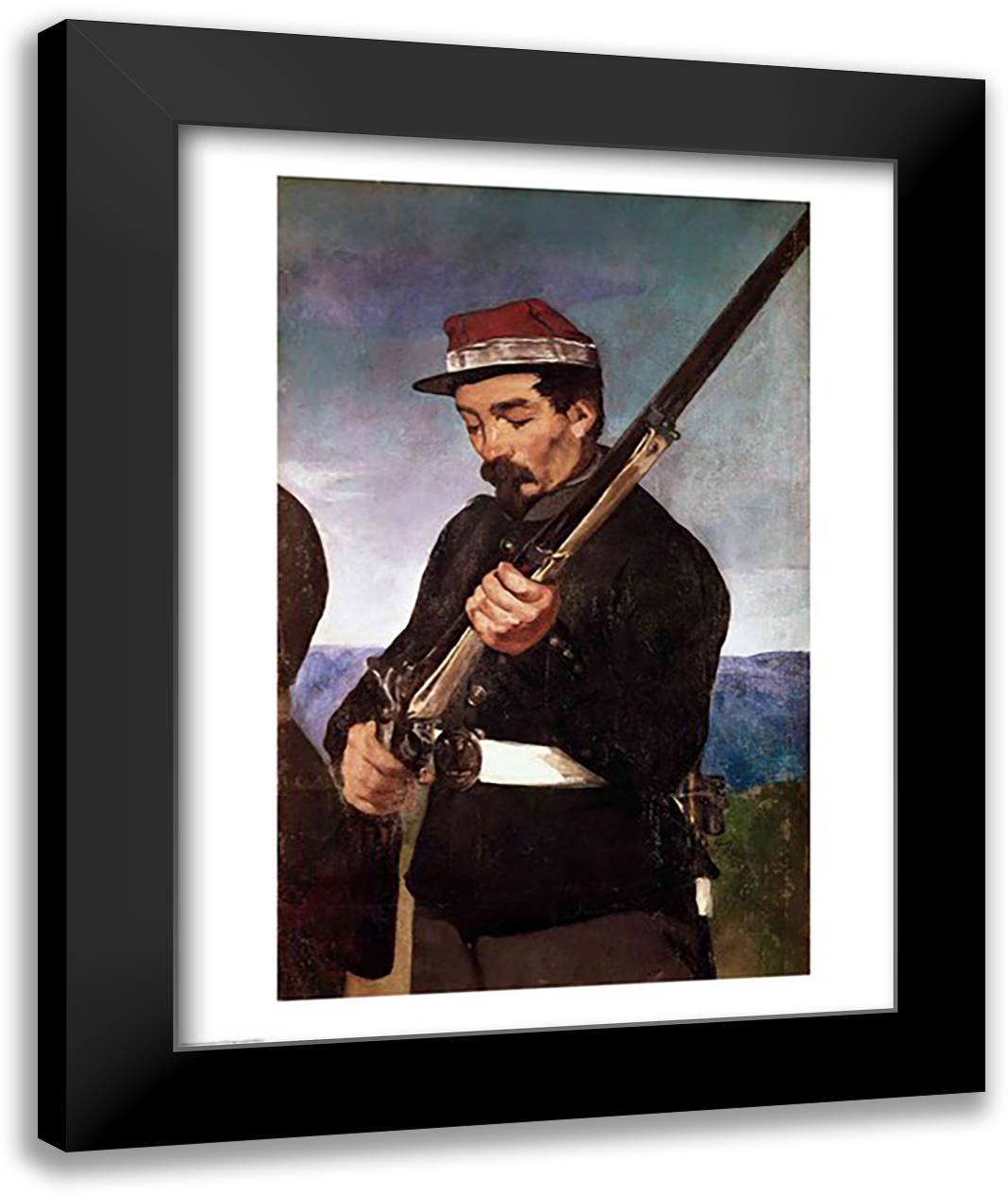 Non Commissoned Officer holding his Rifle 22x28 Black Modern Wood Framed Art Print Poster by Manet, Edouard