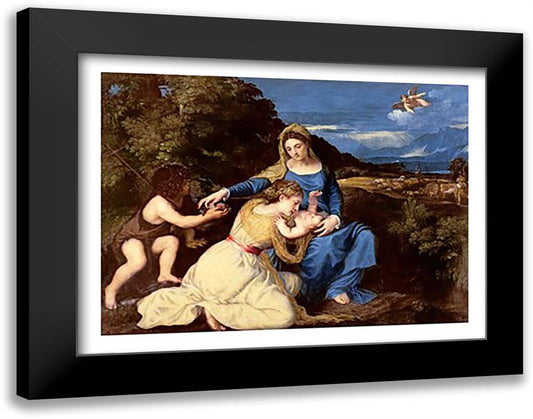 The Virgin and Child with Saints 28x22 Black Modern Wood Framed Art Print Poster by Titian