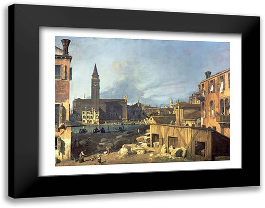 Venice: Campo San Vidal and Santa Maria della Carita 28x22 Black Modern Wood Framed Art Print Poster by Canaletto, Giovanni Antonio