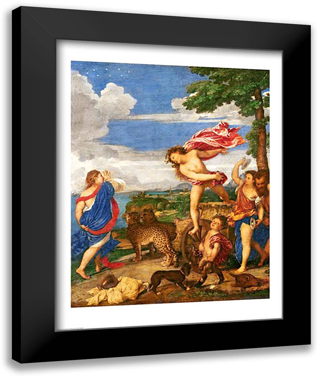 Bacchus and Ariadne 22x28 Black Modern Wood Framed Art Print Poster by Titian