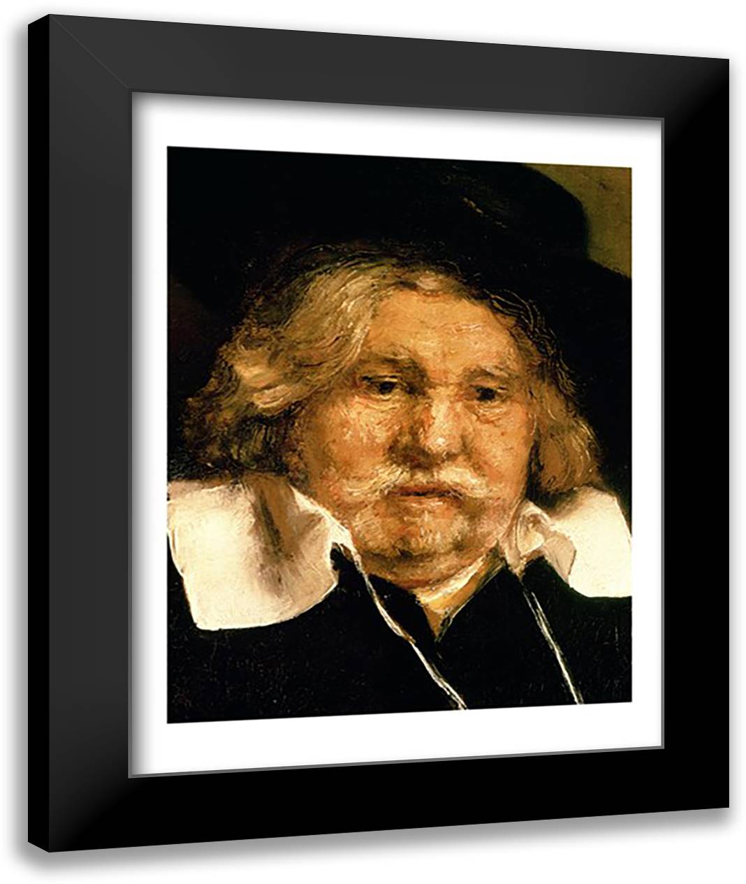 Detail of a Portrait of an old man, 1667 22x28 Black Modern Wood Framed Art Print Poster by Rembrandt