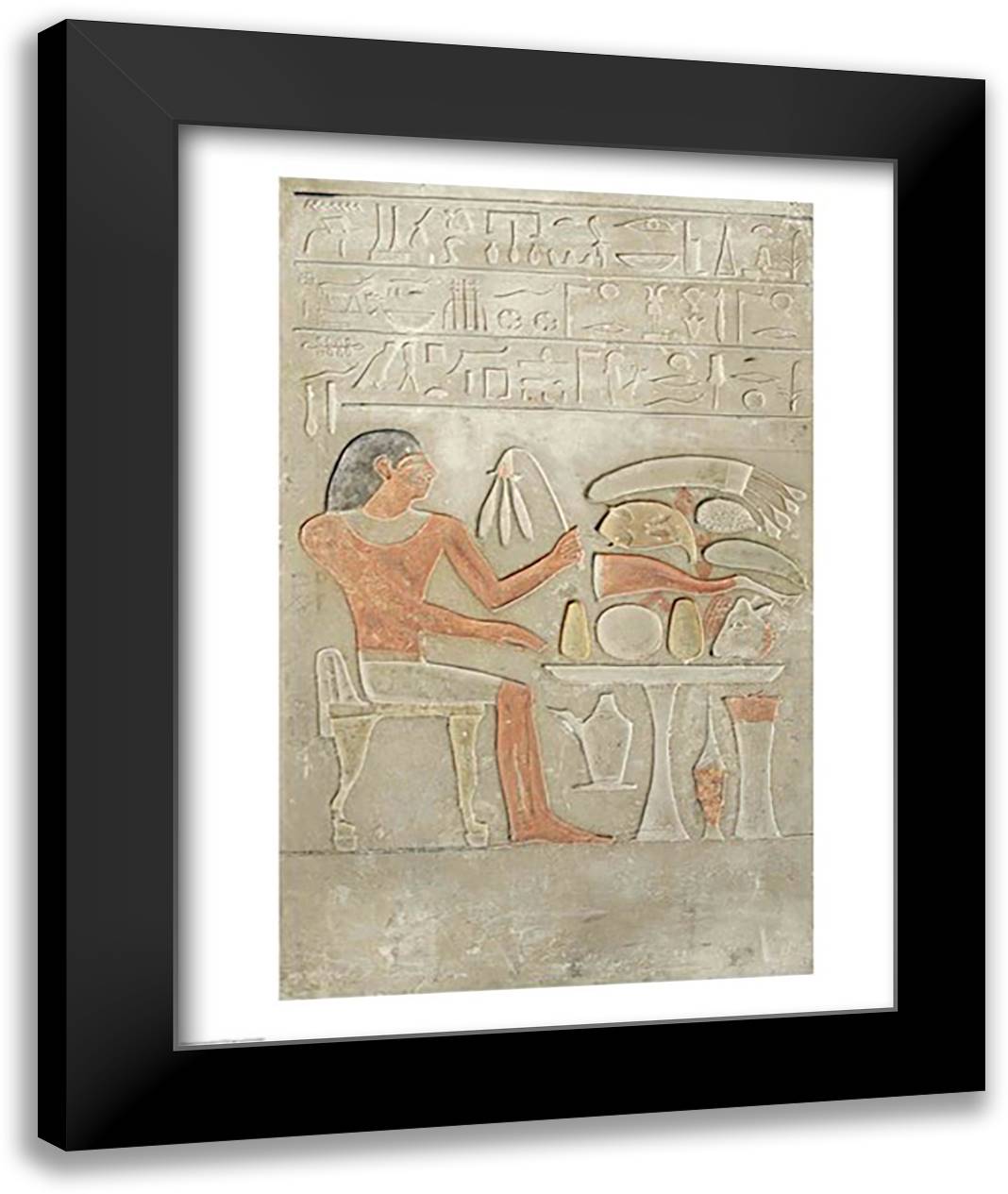 Stela depicting the deceased before an offering table 22x28 Black Modern Wood Framed Art Print Poster