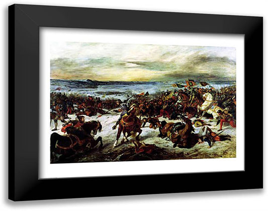 The Death of Charles the Bold at the Battle of Nancy 28x22 Black Modern Wood Framed Art Print Poster by Delacroix, Eugene