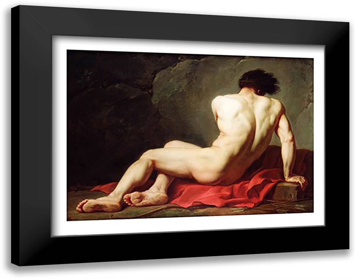 Patrocles 28x22 Black Modern Wood Framed Art Print Poster by David, Jacques-Louis