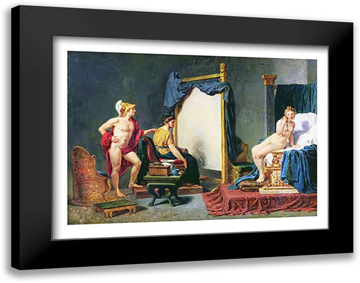 Apelles Painting Campaspe in the Presence of Alexander the Great 28x22 Black Modern Wood Framed Art Print Poster by David, Jacques-Louis