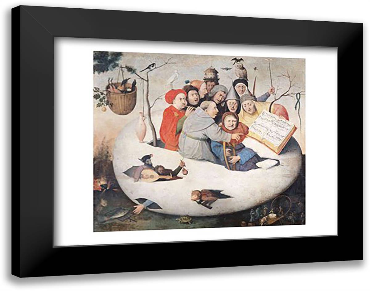 The Concert in the Egg 28x22 Black Modern Wood Framed Art Print Poster by Bosch, Hieronymus