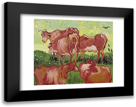 Cows, 1890 28x22 Black Modern Wood Framed Art Print Poster by Van Gogh, Vincent