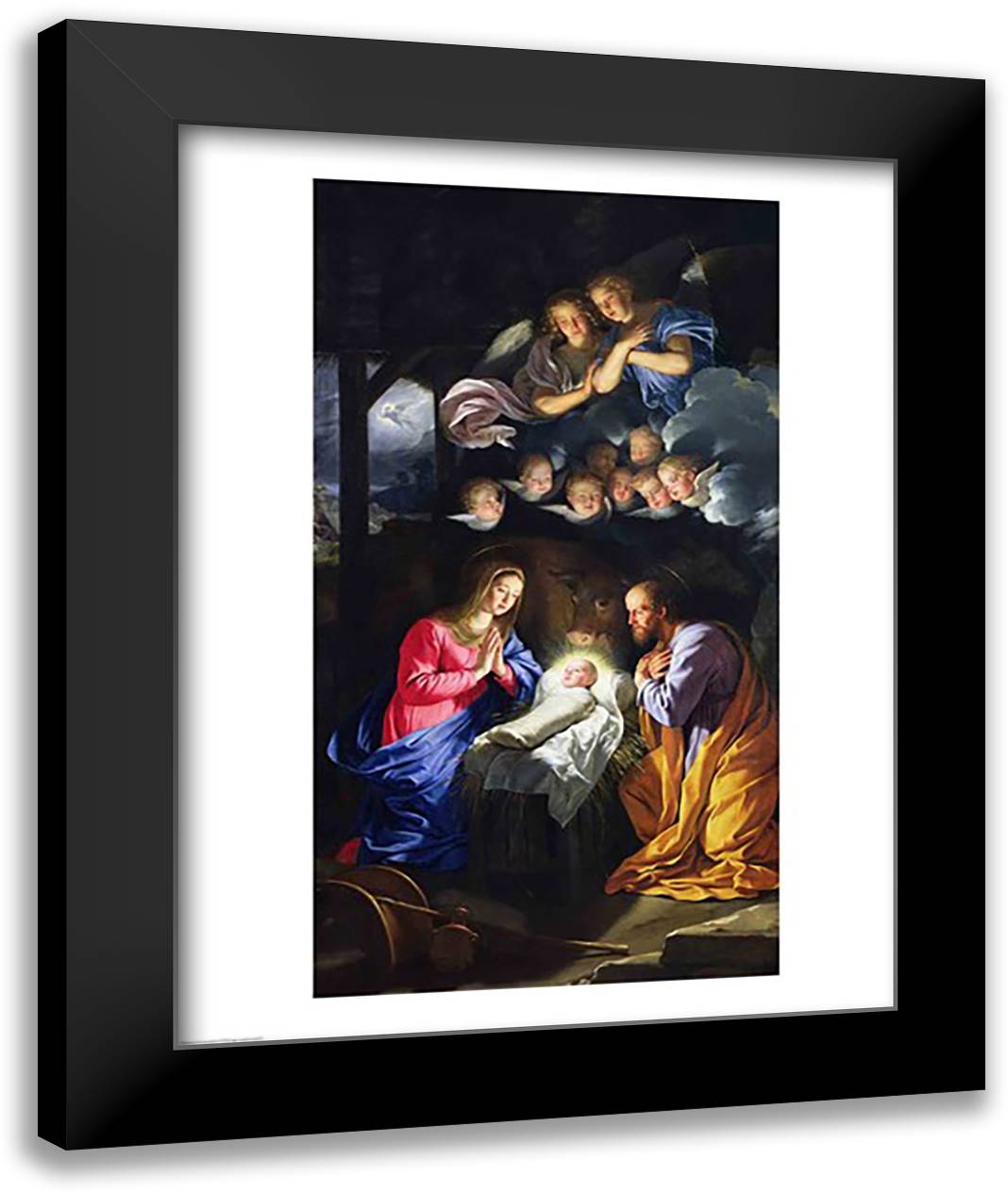 Nativity 22x28 Black Modern Wood Framed Art Print Poster by Champaigne, Philippe De