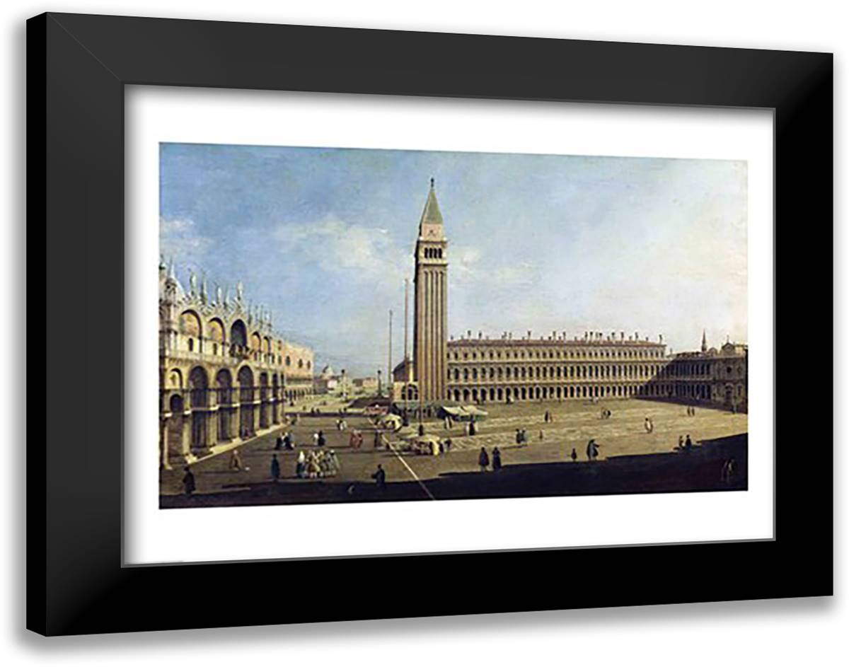 Piazza San Marco, Venice 28x22 Black Modern Wood Framed Art Print Poster by Canaletto, Giovanni Antonio
