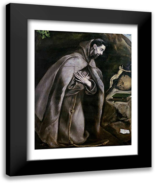 St. Francis of Assisi 22x28 Black Modern Wood Framed Art Print Poster by El Greco