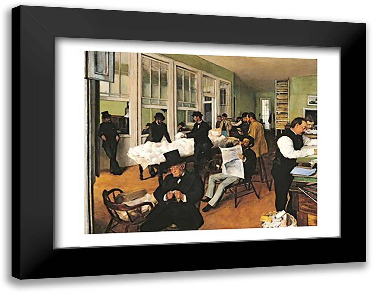 The Cotton Exchange, New Orleans, 1873 28x22 Black Modern Wood Framed Art Print Poster by Degas, Edgar