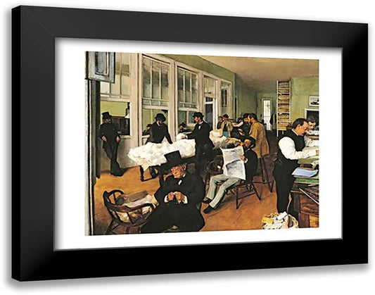 The Cotton Exchange, New Orleans, 1873 28x22 Black Modern Wood Framed Art Print Poster by Degas, Edgar
