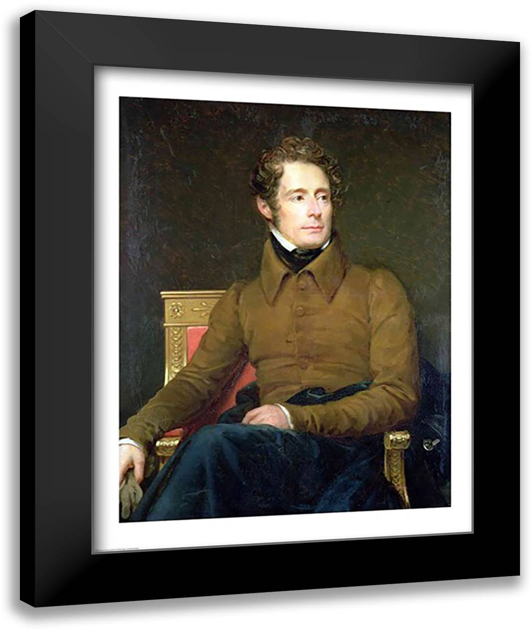 Portrait of Alphonse de Lamartine 22x28 Black Modern Wood Framed Art Print Poster by Gerard, Francois