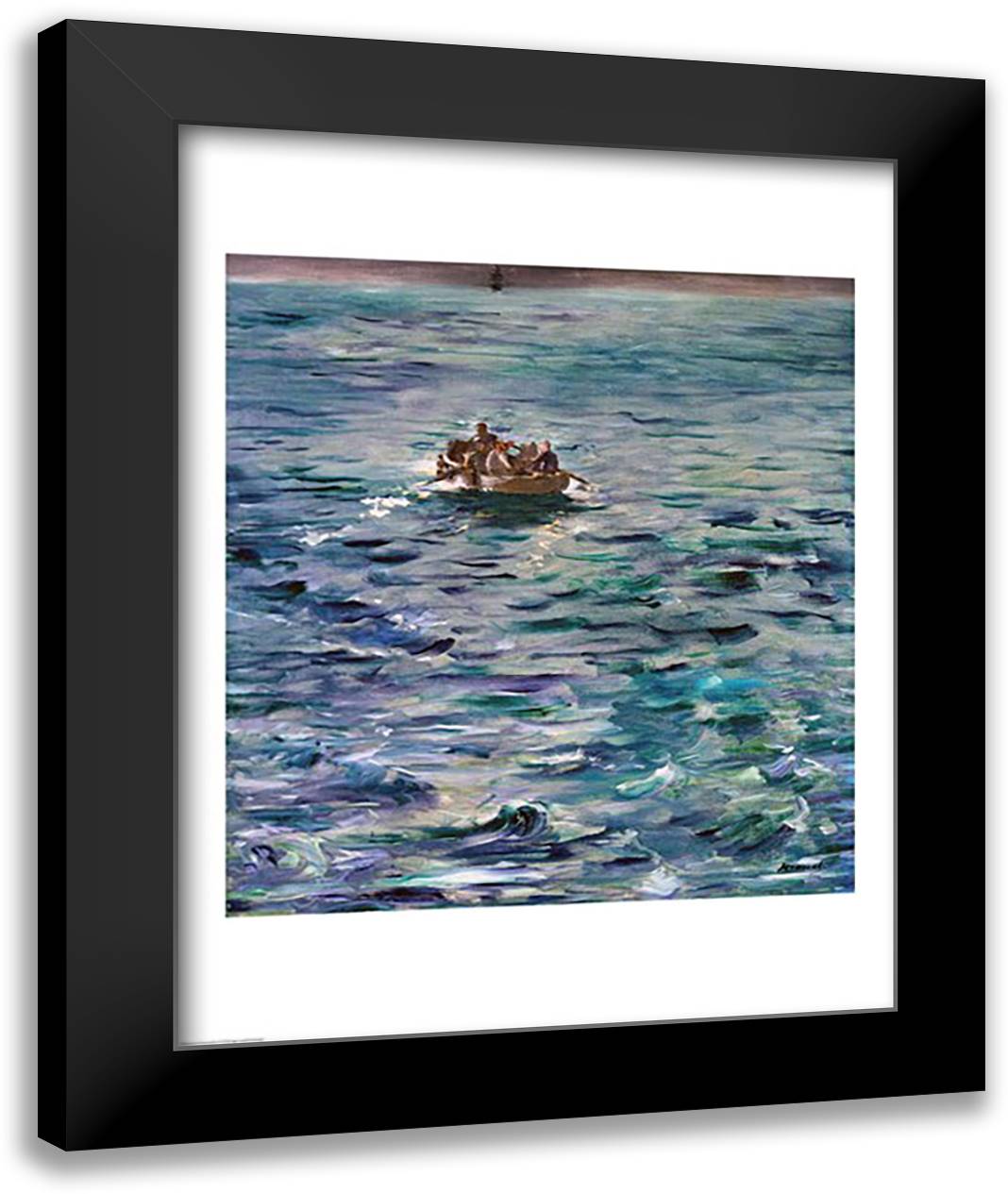 The Escape of Henri de Rochefort 22x28 Black Modern Wood Framed Art Print Poster by Manet, Edouard