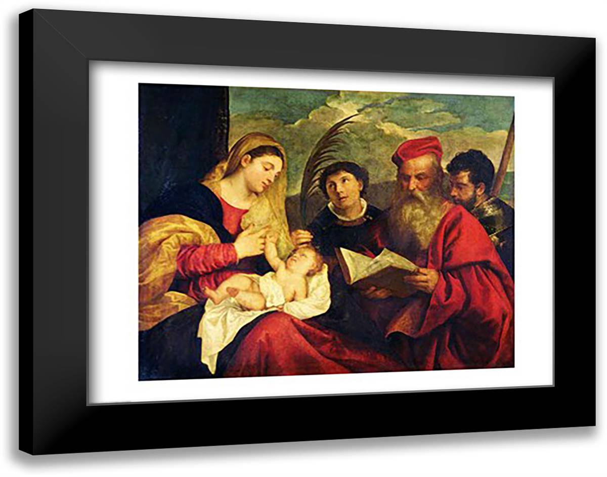 Madonna and Child 28x22 Black Modern Wood Framed Art Print Poster by Titian