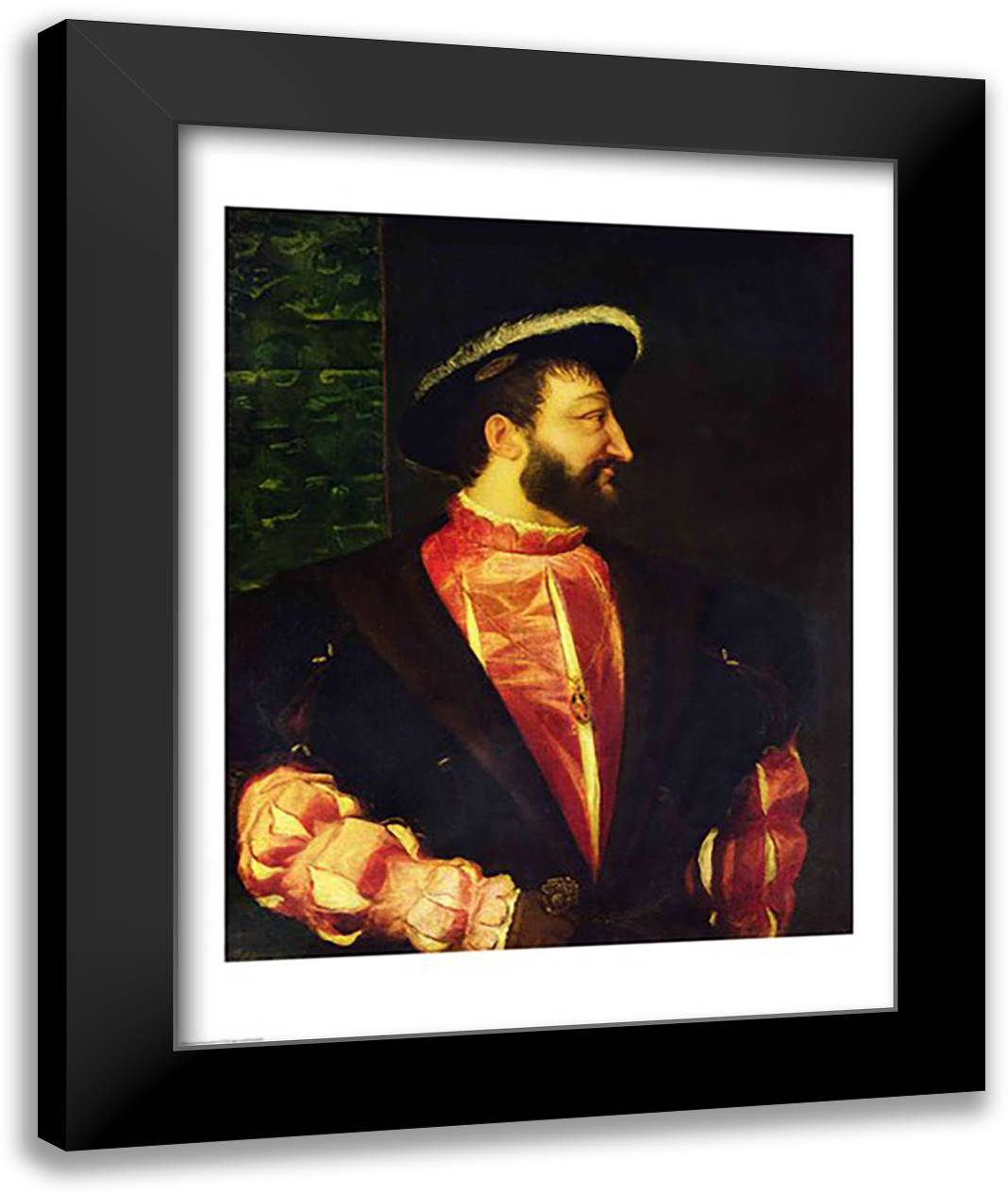 Portrait of Francis 22x28 Black Modern Wood Framed Art Print Poster by Titian