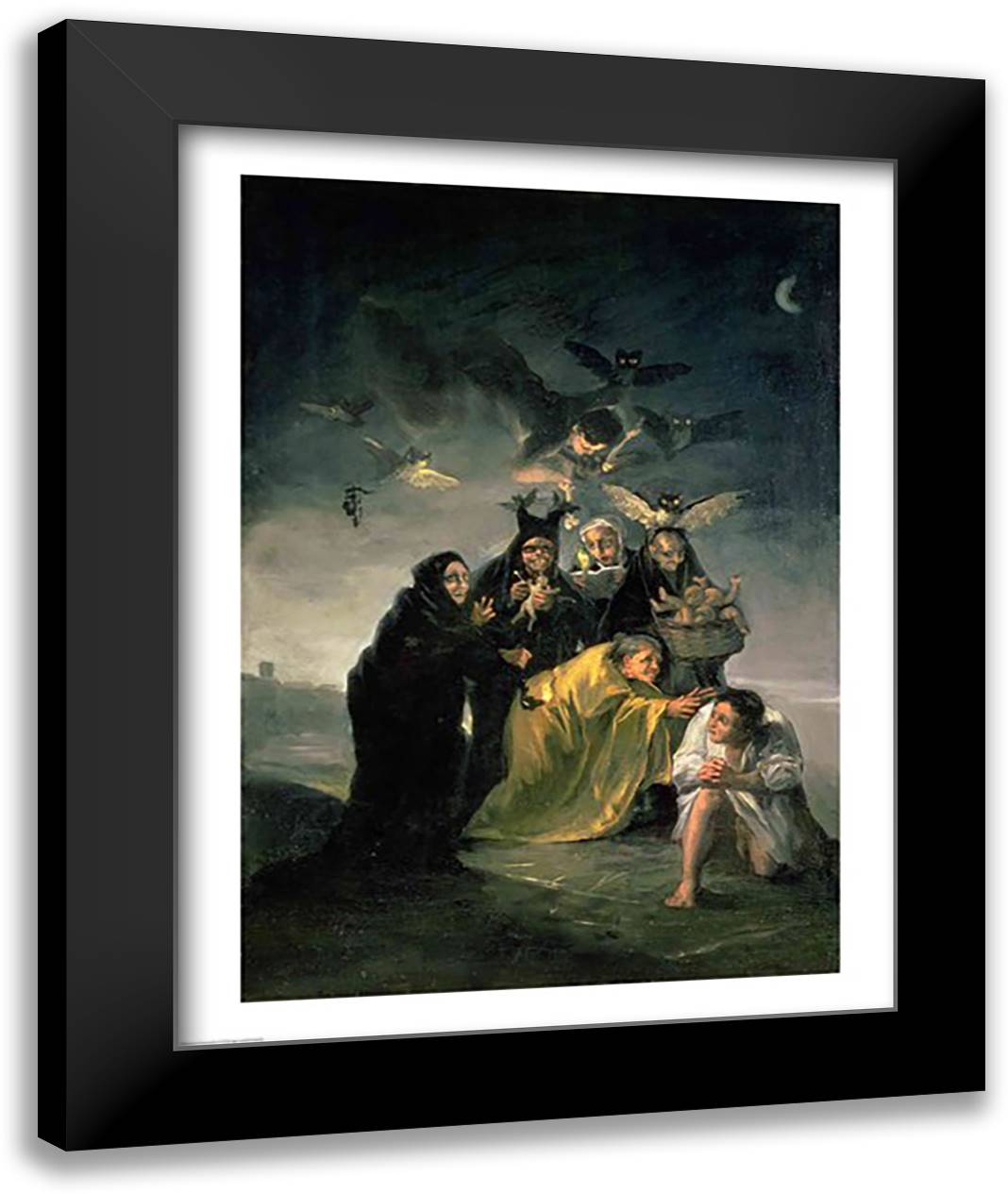 The Witches' Sabbath 22x28 Black Modern Wood Framed Art Print Poster by Goya, Francisco De