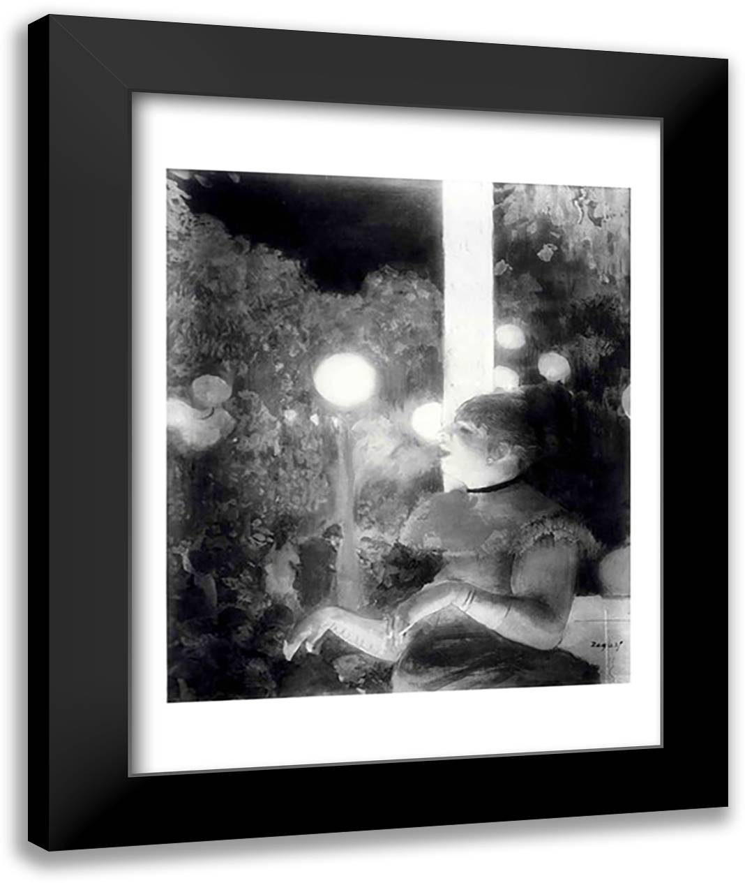 The Cafe Concert 22x28 Black Modern Wood Framed Art Print Poster by Degas, Edgar