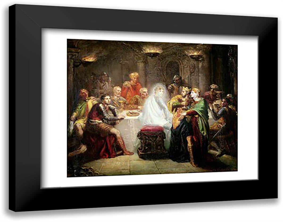 The Ghost of Banquo 28x22 Black Modern Wood Framed Art Print Poster by Chasseriau, Theodore