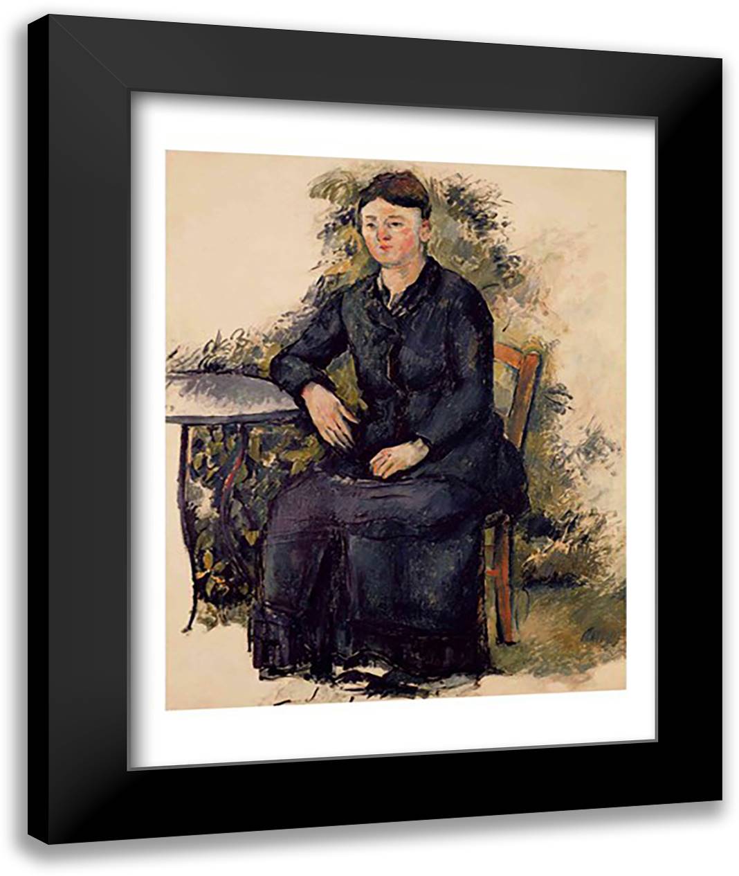 Madame Cezanne in the Garden 22x28 Black Modern Wood Framed Art Print Poster by Cezanne, Paul