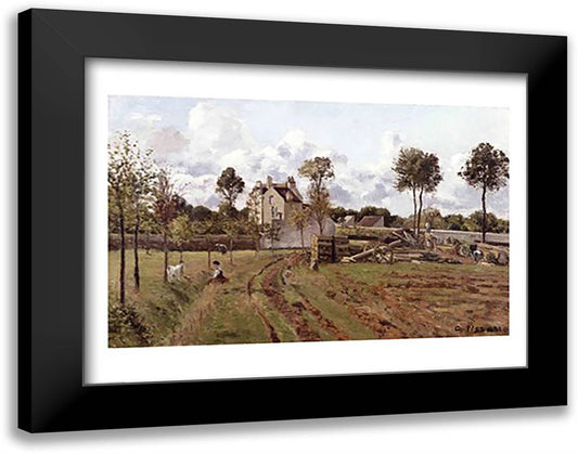 Pontoise Landscape, c.1872 28x22 Black Modern Wood Framed Art Print Poster by Pissarro, Camille