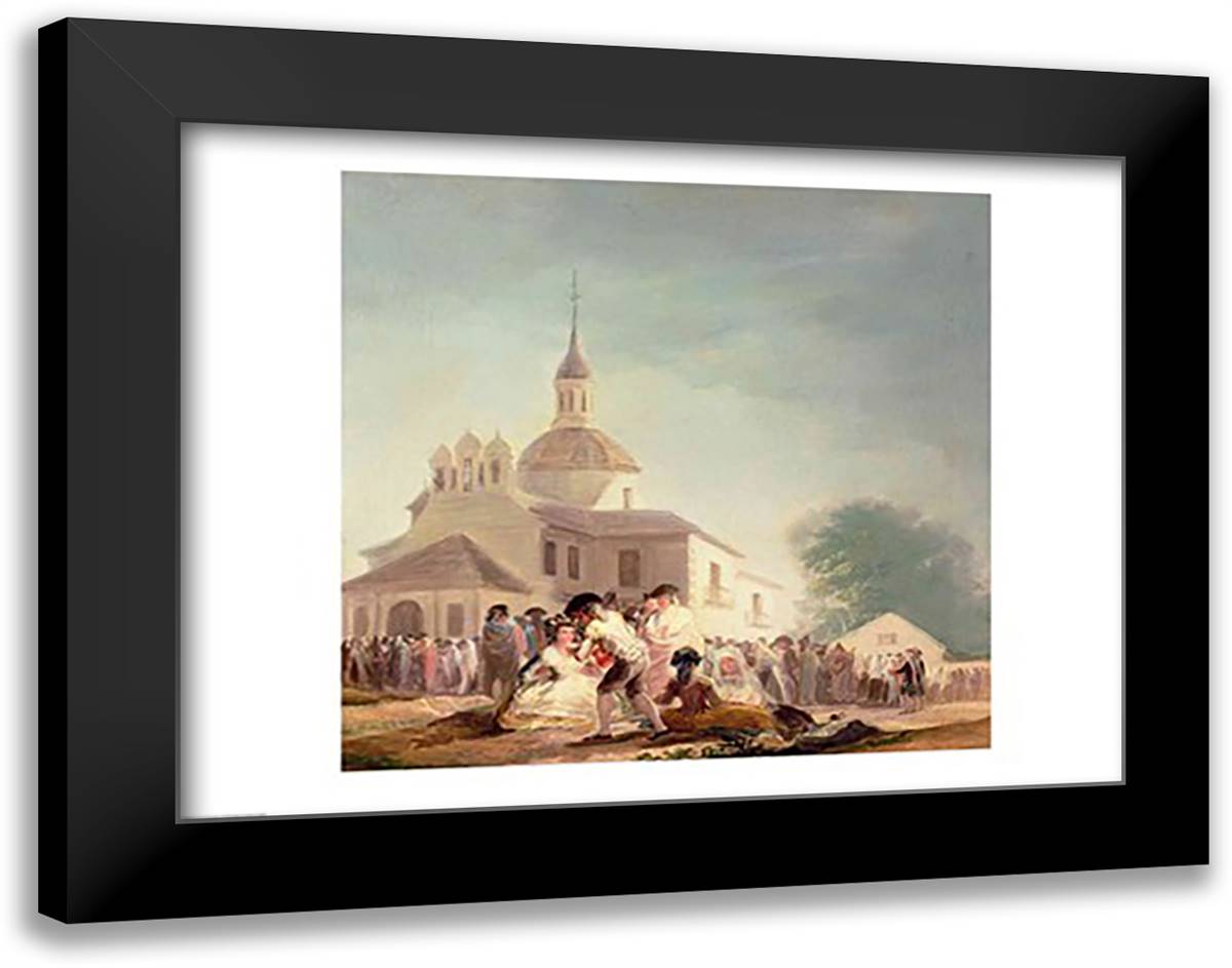 The Hermitage of San Isidro, Madrid, 1788 28x22 Black Modern Wood Framed Art Print Poster by Goya, Francisco De