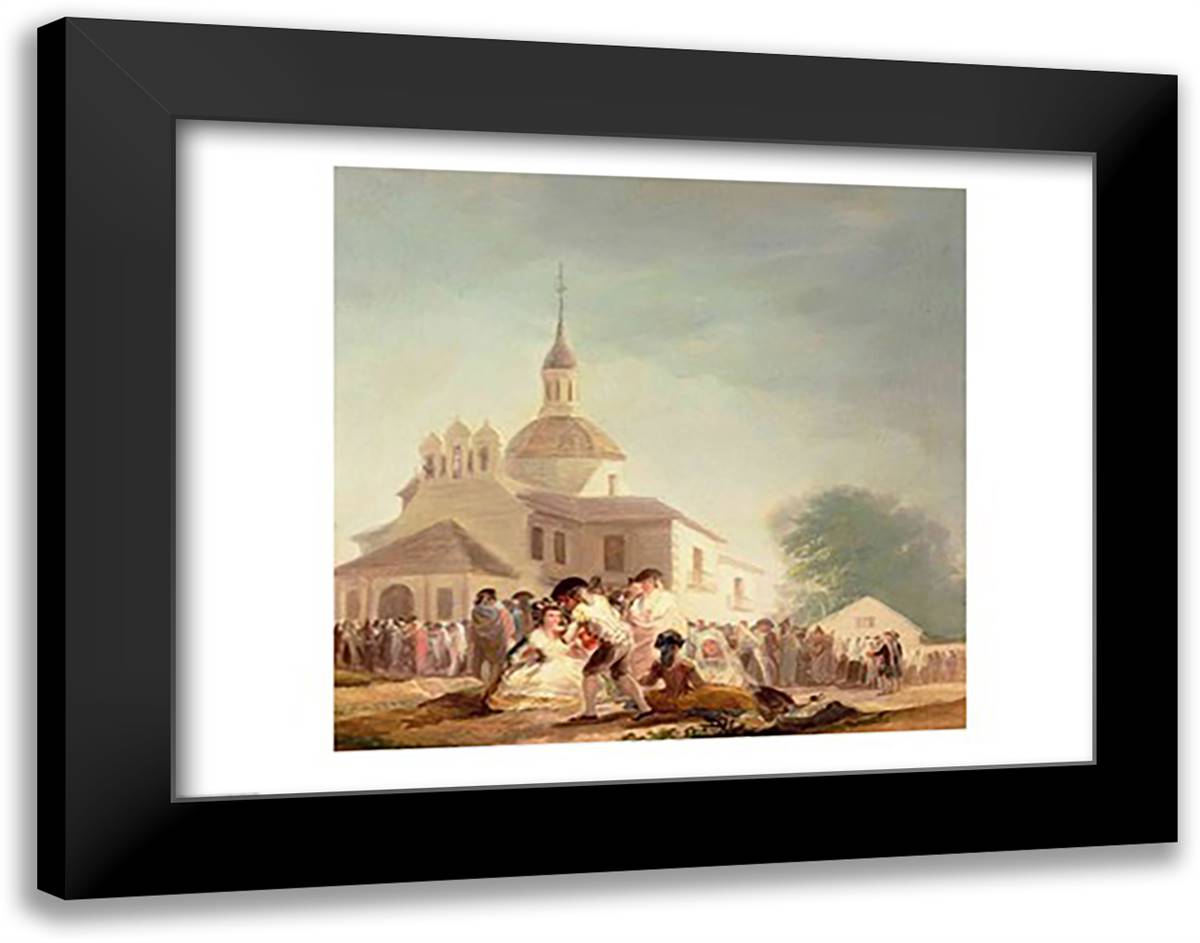 The Florists or Spring, 1786 28x22 Black Modern Wood Framed Art Print Poster by Goya, Francisco De