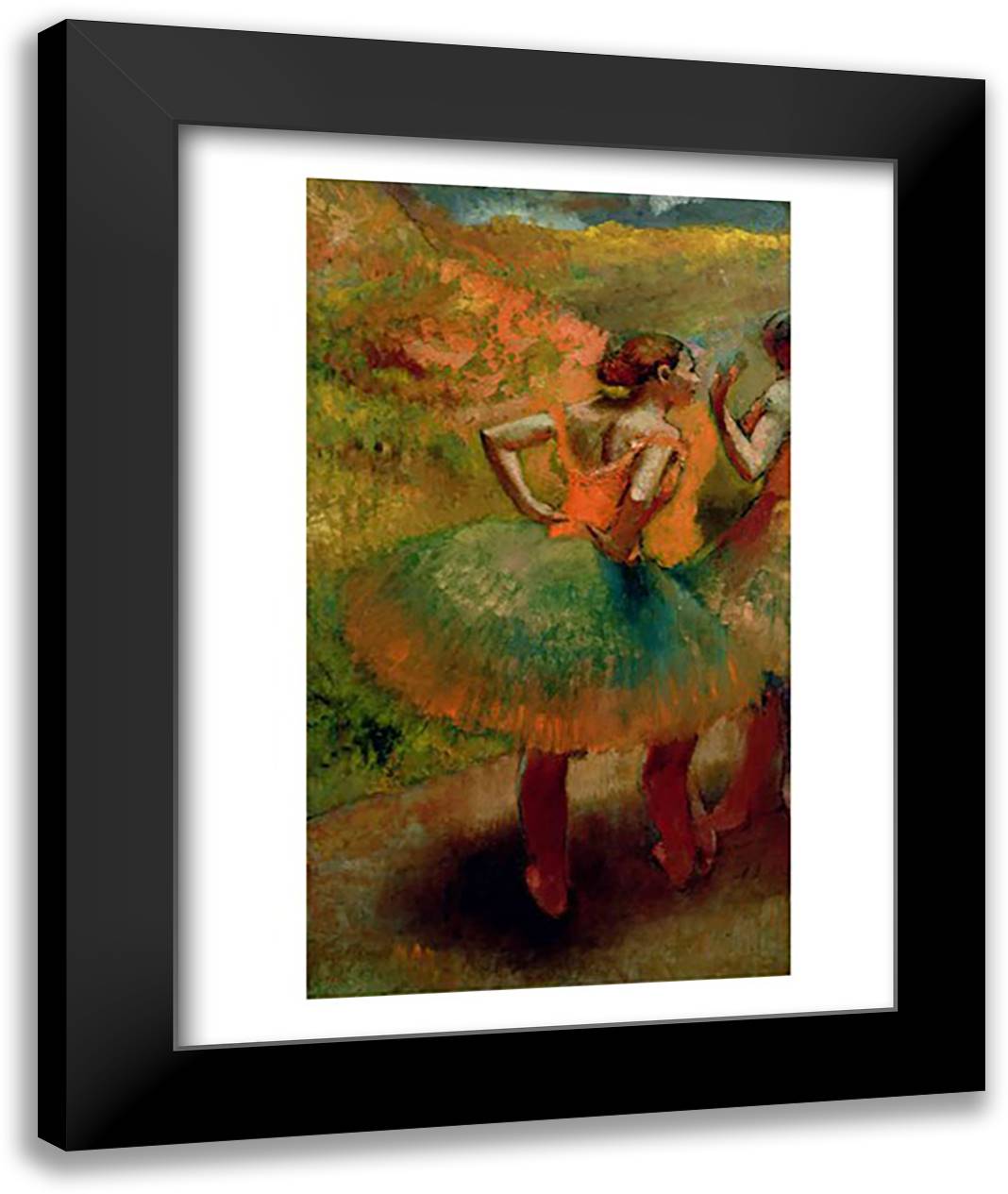 Dancers Wearing Green Skirts, c.1895 22x28 Black Modern Wood Framed Art Print Poster by Degas, Edgar