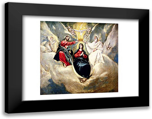 The Coronation of the Virgin 28x22 Black Modern Wood Framed Art Print Poster by El Greco