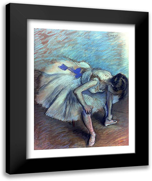 Seated Dancer 22x28 Black Modern Wood Framed Art Print Poster by Degas, Edgar