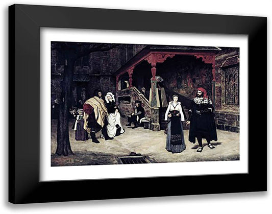 The Meeting of Faust and Marguerite, 1860 28x22 Black Modern Wood Framed Art Print Poster by Tissot, James