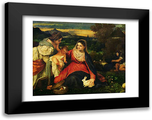 Madonna and Child with St. Catherine 28x22 Black Modern Wood Framed Art Print Poster by Titian