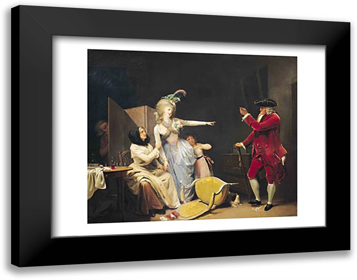 The Jealous Old Man, 1791 28x22 Black Modern Wood Framed Art Print Poster by Boilly, Louis-Leopold