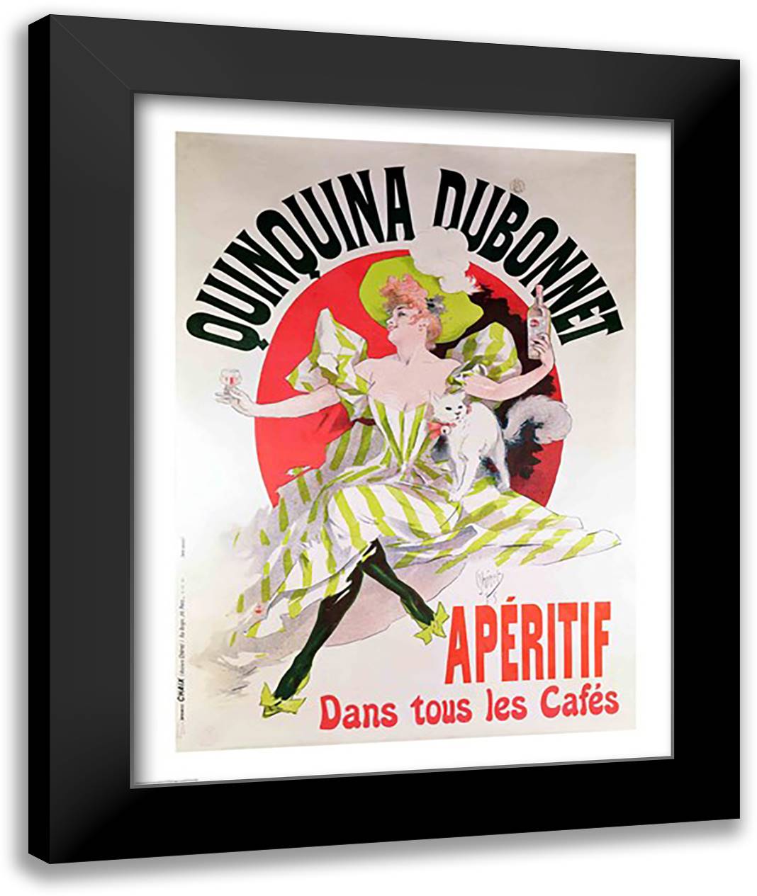 Poster advertising 'Quinquina Dubonnet' aperitif, 1895 22x28 Black Modern Wood Framed Art Print Poster by Cheret, Jules