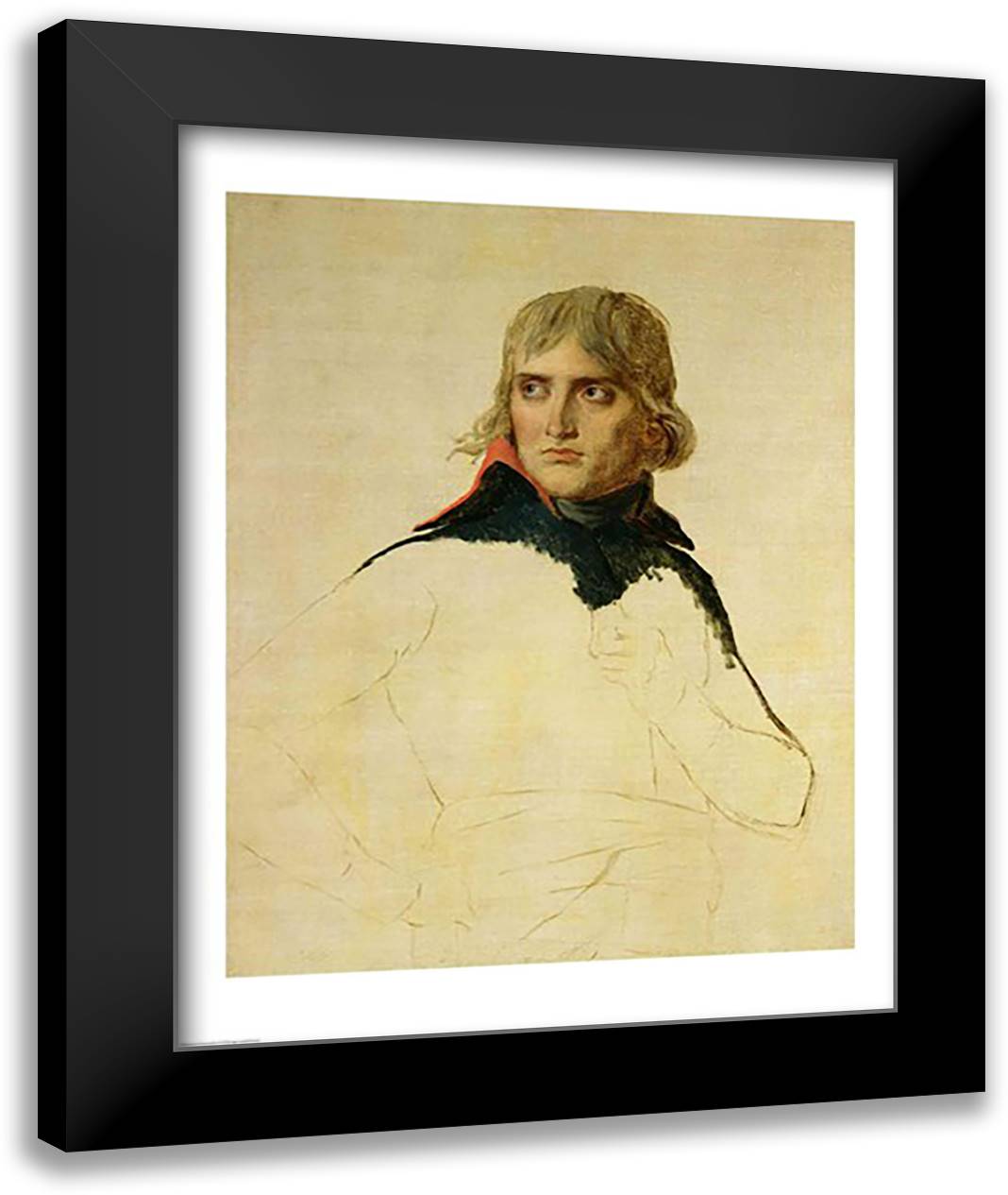 Unfinished portrait of General Bonaparte 22x28 Black Modern Wood Framed Art Print Poster by David, Jacques-Louis