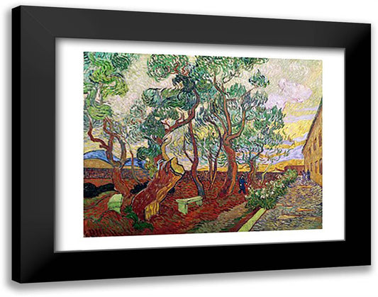 The Garden of St. Paul's Hospital at St. Remy, 1889 28x22 Black Modern Wood Framed Art Print Poster by Van Gogh, Vincent