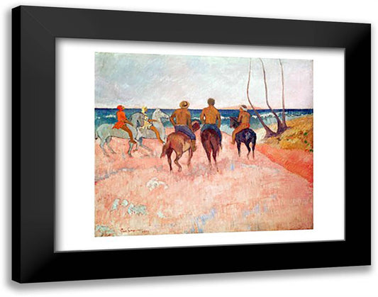 Horseman on the Beach 28x22 Black Modern Wood Framed Art Print Poster by Gauguin, Paul