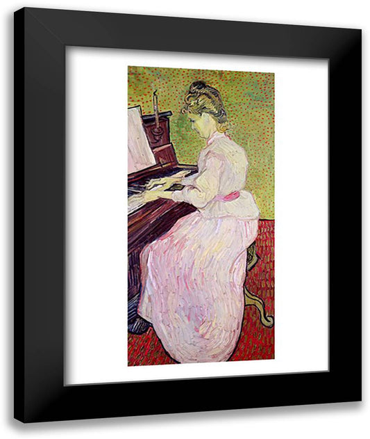 Marguerite Gachet at the Piano, 1890 22x28 Black Modern Wood Framed Art Print Poster by Van Gogh, Vincent