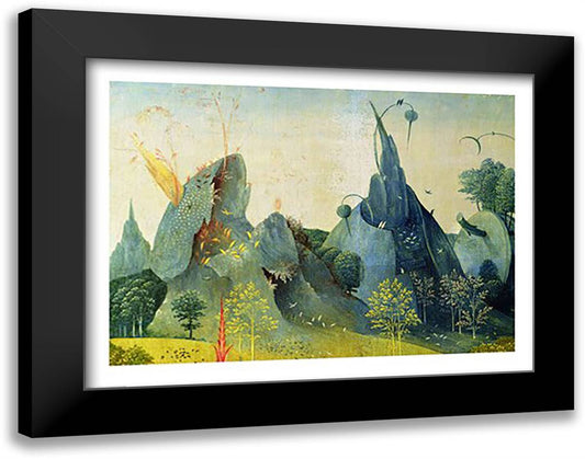 The Garden of Eden, detail from the right panel of The Garden of Earthly Delights, c.1500 28x22 Black Modern Wood Framed Art Print Poster by Bosch, Hieronymus