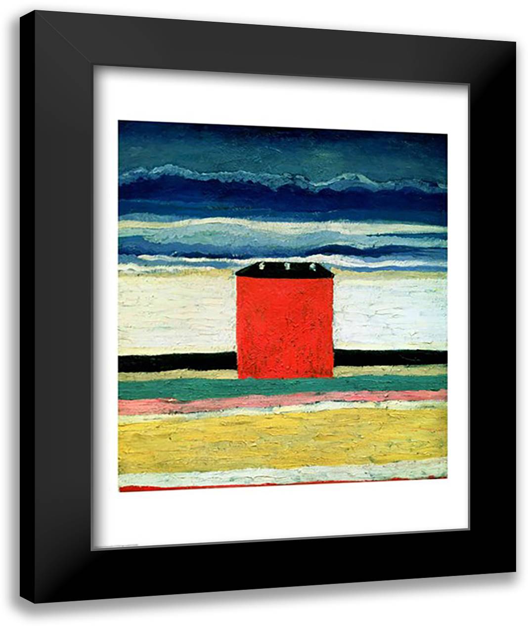 Red House, 1932 22x28 Black Modern Wood Framed Art Print Poster by Malevich, Kazimir