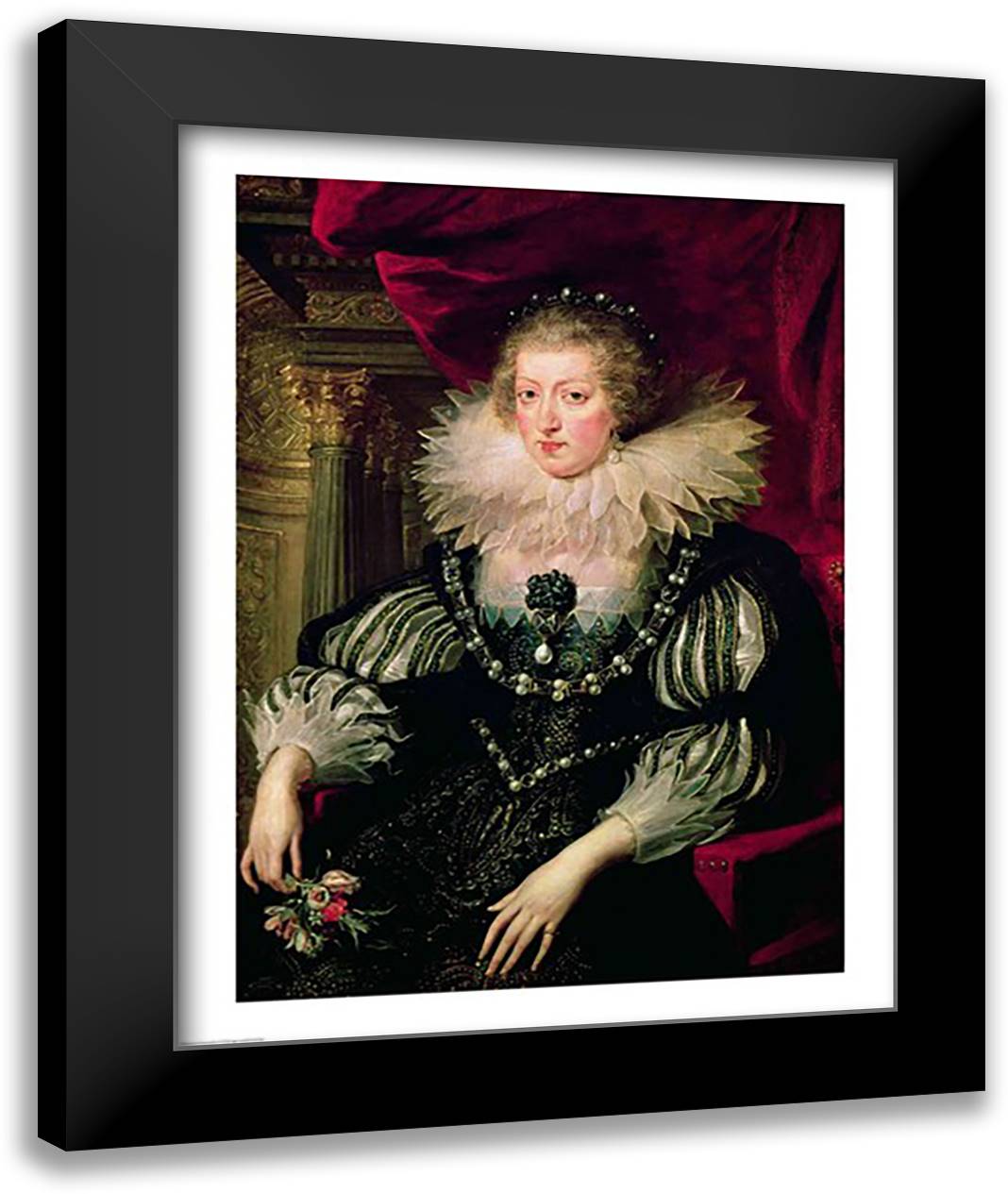 Portrait of Anne of Austria 22x28 Black Modern Wood Framed Art Print Poster by Rubens, Peter Paul