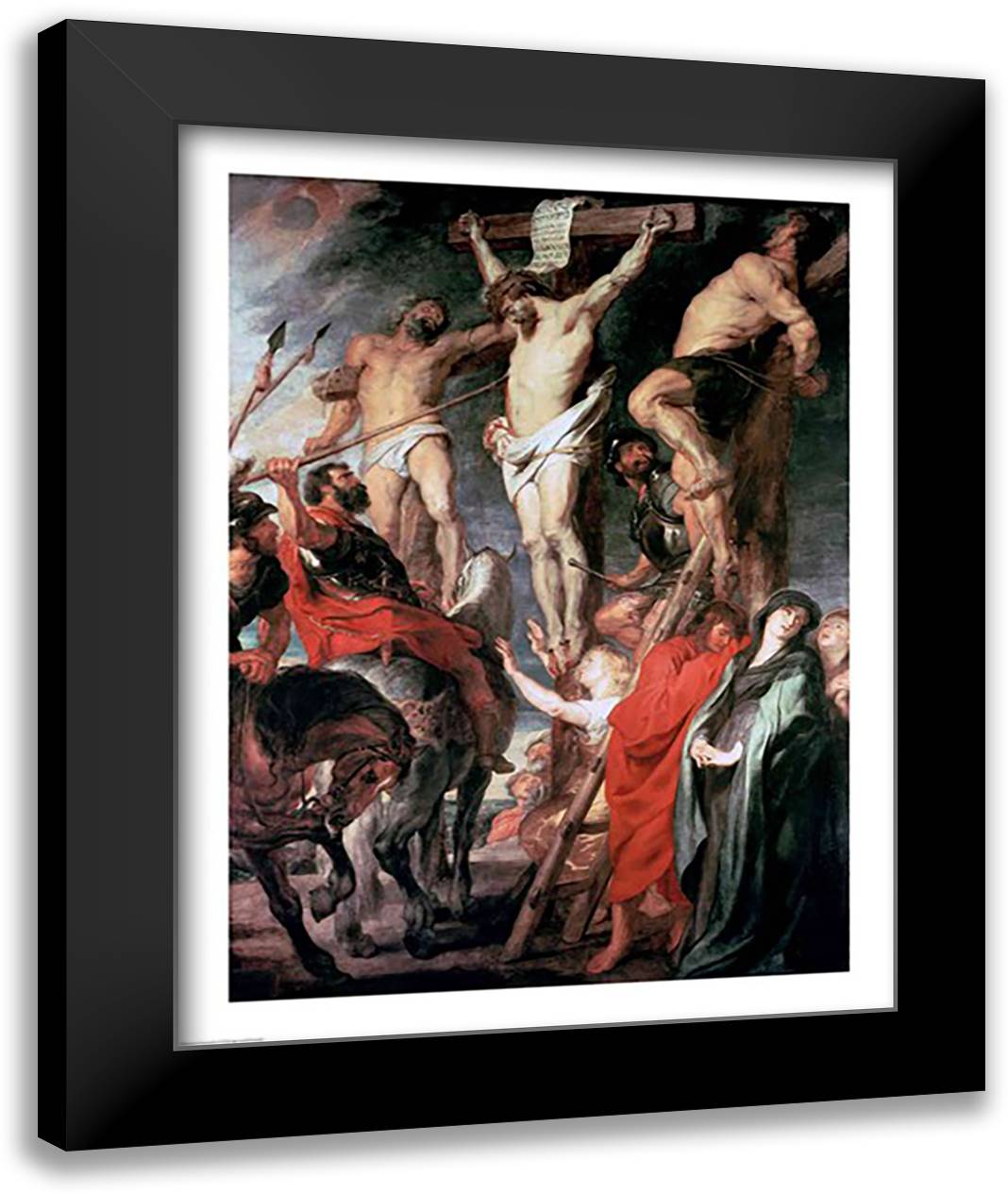 Christ Between the Two Thieves, 1620 22x28 Black Modern Wood Framed Art Print Poster by Rubens, Peter Paul